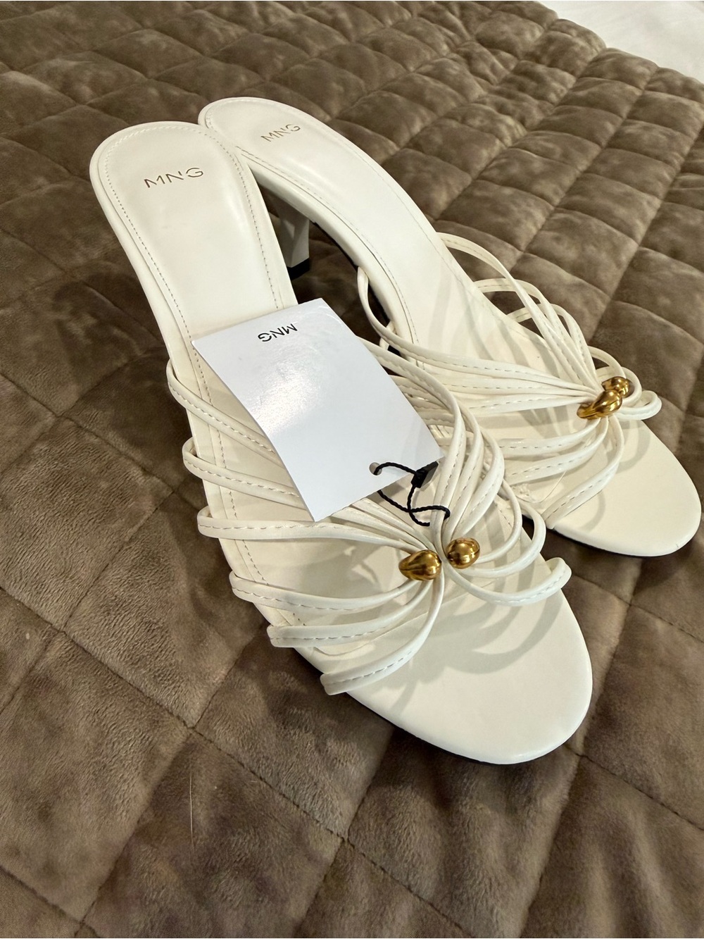 Mango strappy heeled mule in white - Picture 4 of 6